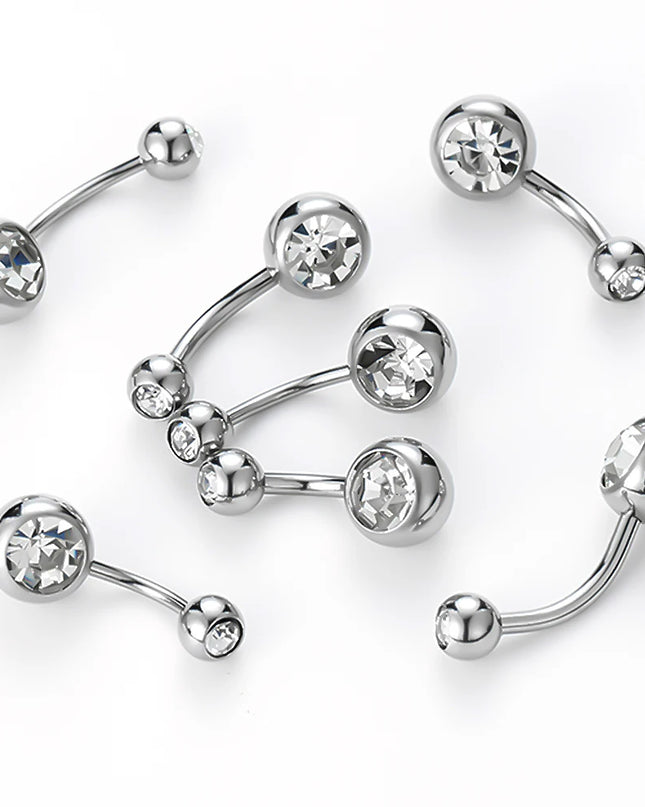 ASTM F136 Titanium Belly Button Ring 14G CZ Navel Barbell Body Jewelry 6/8/10/12mm Hypoallergenic 1Pc