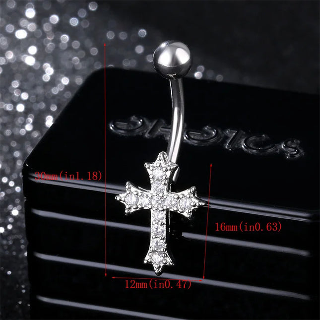 Fashion Sexy Piercing Navel Nail Body Jewelry For Women Girls Personalized Simple Cross Pendant Belly Button Rings Gifts B.H