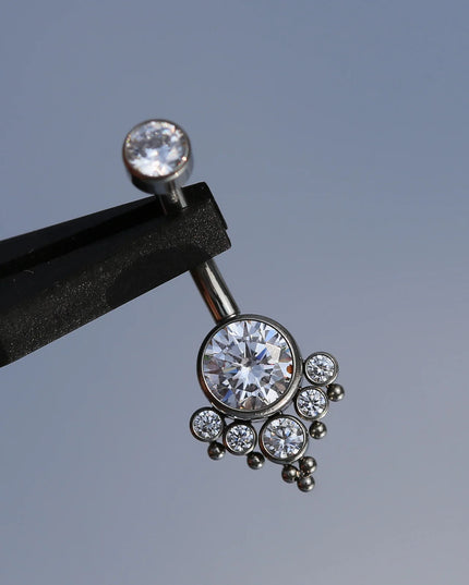 14G Zircon Belly Button Rings For Women Nombril Ombligo Navel Ring ASTM F136 Titanium Barbell Square Body Piercing Jewelry