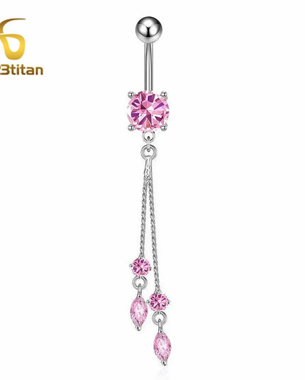 Long Belly Button Rings for Women 14G Titanium Bar Butterfly Heart Charms Dangle Navel Piercing Jewelry Beach Sexy Accessories