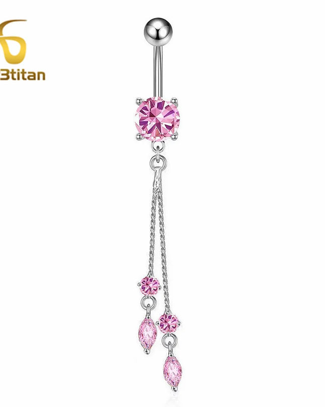 Long Belly Button Rings for Women 14G Titanium Bar Butterfly Heart Charms Dangle Navel Piercing Jewelry Beach Sexy Accessories