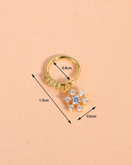 Nose Rings Hoop for Women Men Body Piercing Jewelry Cartilage Earring Nose Dangling CZ Cross Crown Starfish Dangle Nose Ring