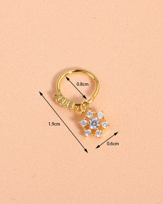 Nose Rings Hoop for Women Men Body Piercing Jewelry Cartilage Earring Nose Dangling CZ Cross Crown Starfish Dangle Nose Ring