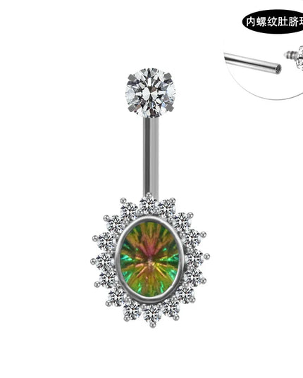 Fashion Crystal Belly Piercing Navel Ring Body Accessories Trigrams Flower Belly Button Piercing Ombligo Studs Jewelry