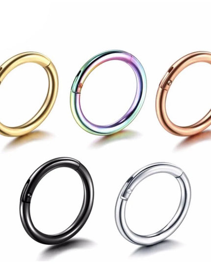 Surgical Steel Nose Rings Septum Piercing Earrings Hinged Segment Clicker Hoop Lip Nipple Ear Cartilage Helix Perforated Jewelry
