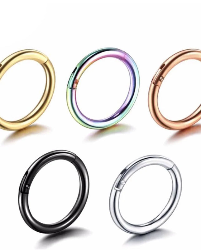 Surgical Steel Nose Rings Septum Piercing Earrings Hinged Segment Clicker Hoop Lip Nipple Ear Cartilage Helix Perforated Jewelry