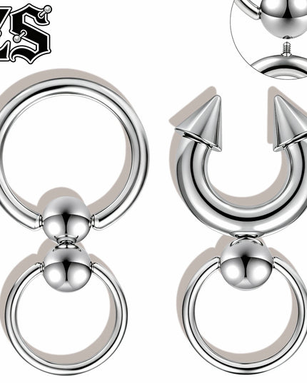 ZS 14/12G 1 PC/1 Pair Stainless Steel Nipple Rings Pendant Nipple Piercings Horseshoe Dangle Taper Private Piercing Body Jewelry