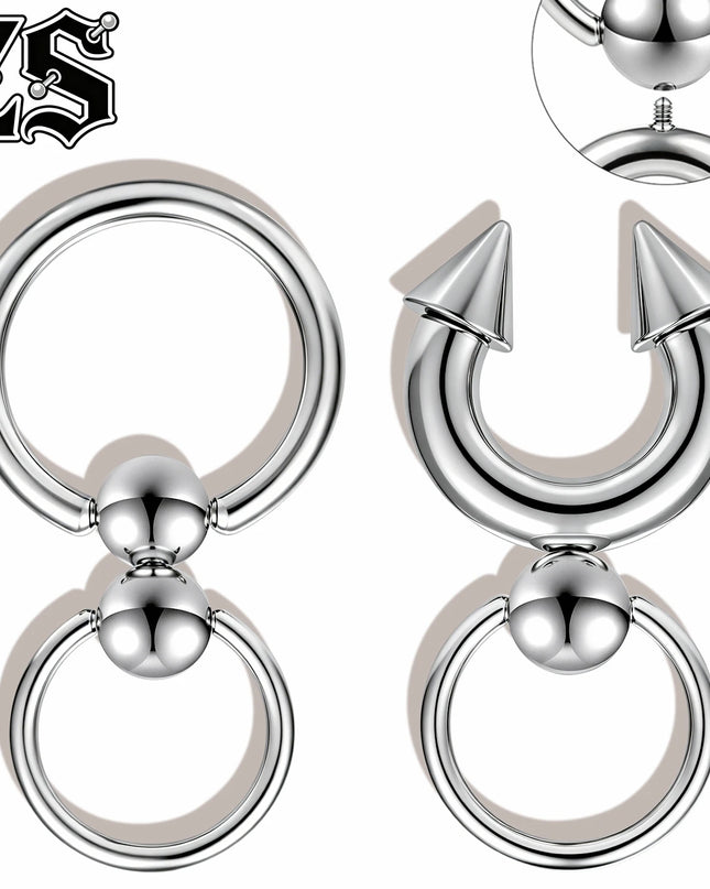 ZS 14/12G 1 PC/1 Pair Stainless Steel Nipple Rings Pendant Nipple Piercings Horseshoe Dangle Taper Private Piercing Body Jewelry