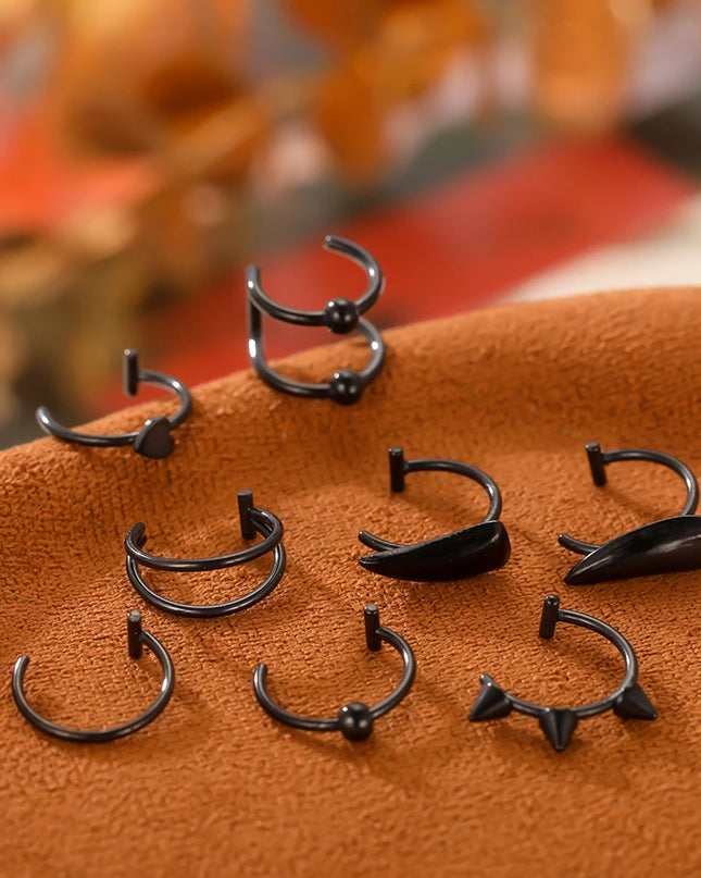 1PC Stainless Steel Fake Nose Ring Hoop Septum Rings Non-Pierced C Clip Lip Ring Earring Fake Nose Piercings Women Body Jewelry