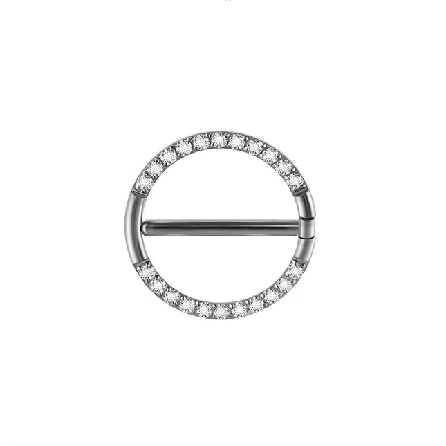2PC G23 Titanium Goth 14G Circular Nipple Shield CZ Clicker Jewelry Round Nipple Ring Barbell Piercing Jewelry For Women Girls
