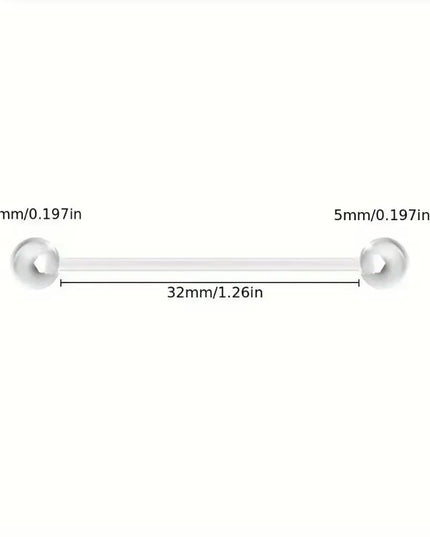 10pcs 12-38mm Clear Acrylic Barbell Piercing For Nipple Rings Tongue Industrial Stud Earrings Anti-allergy Jewelry Y2K