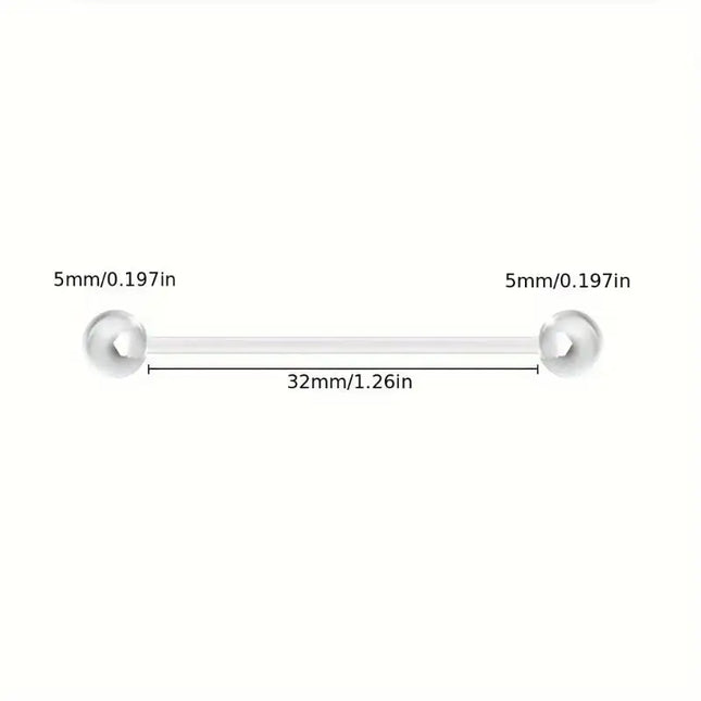 10pcs 12-38mm Clear Acrylic Barbell Piercing For Nipple Rings Tongue Industrial Stud Earrings Anti-allergy Jewelry Y2K