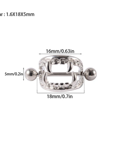 1/2PCS Punk Teeth Nipple Rings Shield Cover Barbell Nipple Piercings for Women Sexy Teeth Body Piercing Jewelry