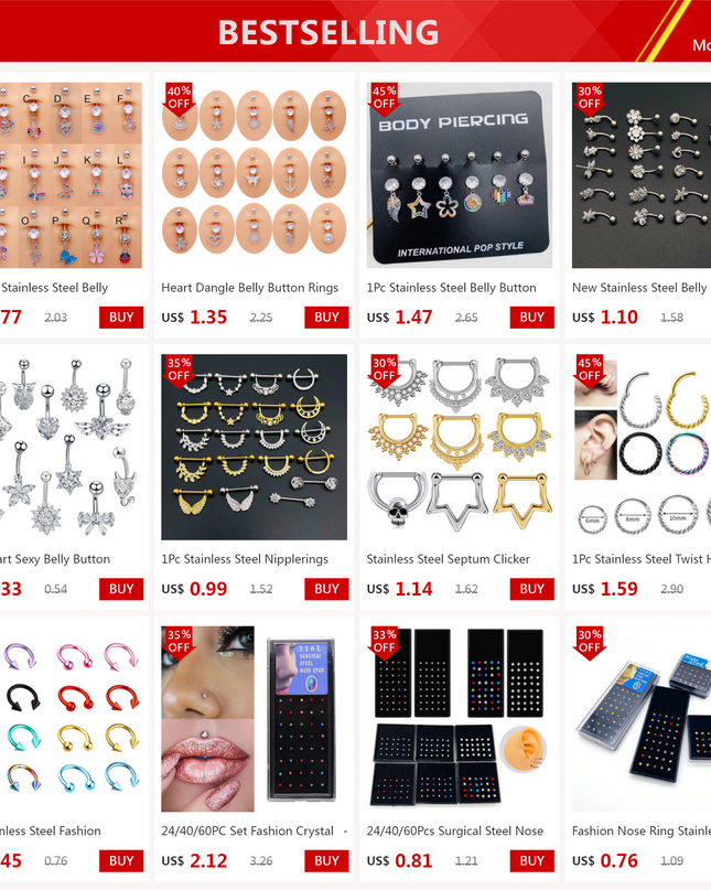 Nose Studs Stainless Steel Crystal Nose Ring Piercing Set For Women Gift With Box 24/40/60Pcs