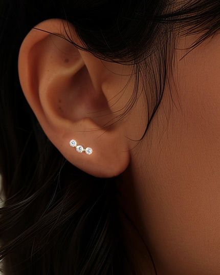 AIDE Heart Round Ball Flat Helix Piercing Earring 925 Sterling Silver Ear Studs Geometric Zircon Exquisite Trinket Studs Aretes