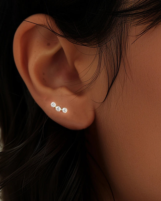 AIDE Heart Round Ball Flat Helix Piercing Earring 925 Sterling Silver Ear Studs Geometric Zircon Exquisite Trinket Studs Aretes