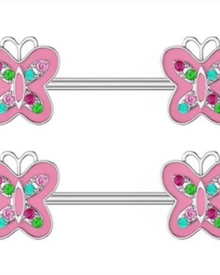 1Pair Stainless Steel Pink Nipple Piercing Jewelry Heart Wings Niplple Barbell Moon Devil Nipple Rings Body Piercing Pezon Mujer