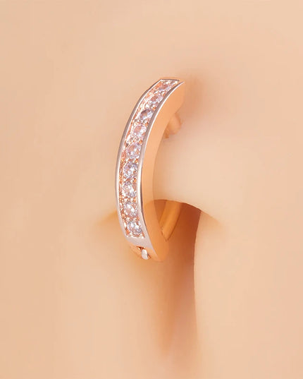 1pc Curved Navel Piercing Zircon Beach Belly Button Ring Surgical Steel Bar Navel Stud for Women Sexy Body Piercing Jewelry gift