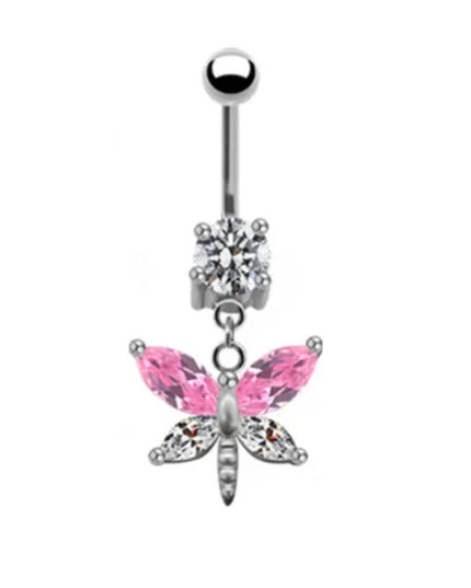 Steel Belly Button Rings Pink Crystal Piercing Navel Heart Style Navel Piercing Earring Belly Piercing Sexy Body Jewelry Ombligo