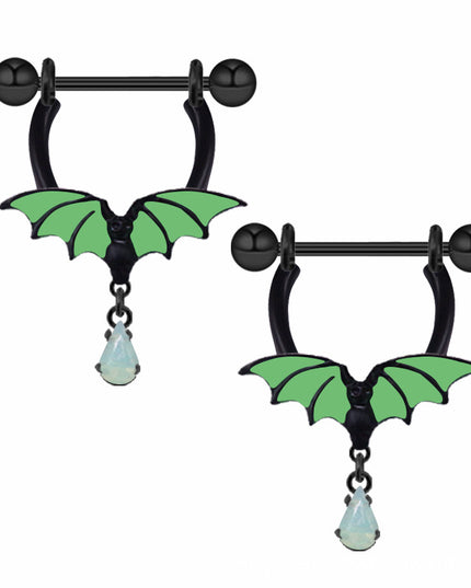 Luminous Bat Belly Button Ring Umbilical Stud Navel Ornament Animal Drop Nipple Ring Luminous Earring Tragus Piercing Jewelry