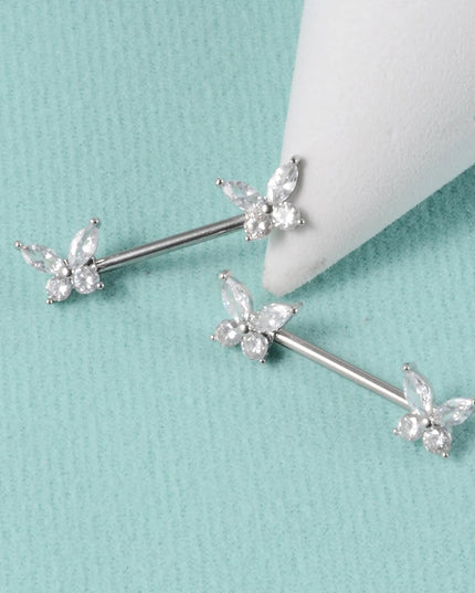 1Pair Sword Cross Nipple Piercing Barbell Surgical Steel Crystal Nipple Shield Cover Heart Butterfly Nipple Ring Body Jewelry14G