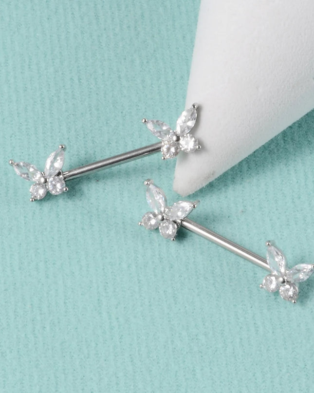 1Pair Sword Cross Nipple Piercing Barbell Surgical Steel Crystal Nipple Shield Cover Heart Butterfly Nipple Ring Body Jewelry14G
