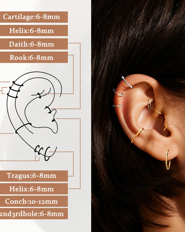 Stainless Steel Hinged Nose Ring Clicker 10G-20G Septum Cartilage Tragus Helix Lip Hoop Piercing Body Jewelry Wholesale