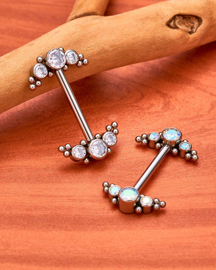 14G Nipple Rings G23 Titanium Barbell Zircon Nipple Shield Piercing for Women Girls Sexy Nipple Piercing Jewelry