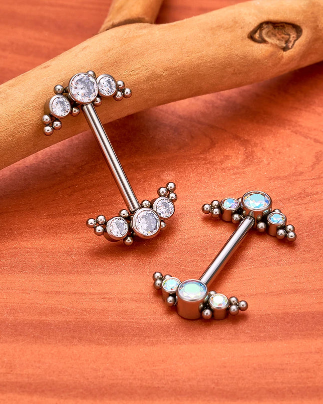 14G Nipple Rings G23 Titanium Barbell Zircon Nipple Shield Piercing for Women Girls Sexy Nipple Piercing Jewelry