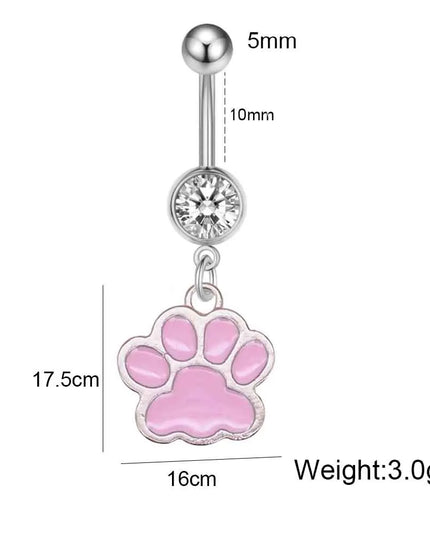 New Stainless Steel Belly Button Ring Blue Pink Cat Scratch Belly Button Nail Body Piercing Jewelry for Women