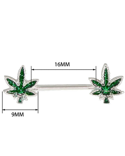 Jewelry Sexy Crystal Leaf Nipple Bar Rings Nipple Ring Barbell Body Piercing Fashion Accessory