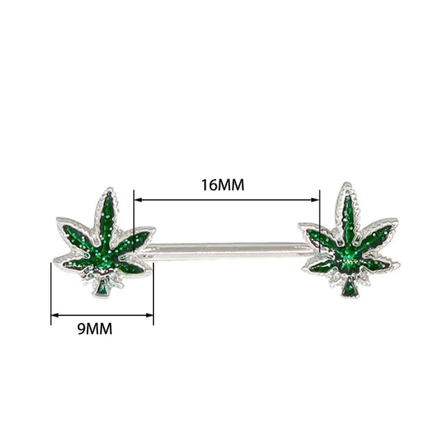 Jewelry Sexy Crystal Leaf Nipple Bar Rings Nipple Ring Barbell Body Piercing Fashion Accessory