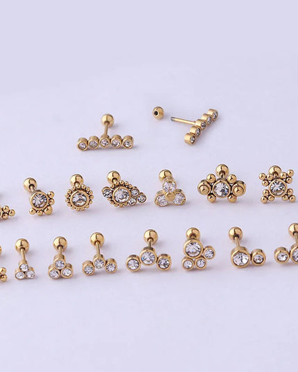 1PC 20g Internally Threaded G23 Titanium & Steel Bar Opal Ear Piercing Jewelry Helix Tragus Cartilage Earrings Nose Stud