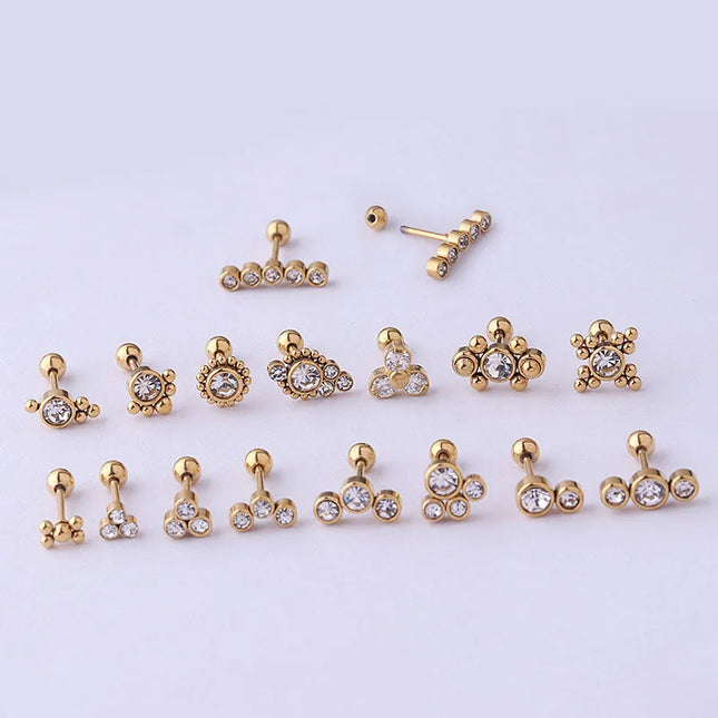 1PC 20g Internally Threaded G23 Titanium & Steel Bar Opal Ear Piercing Jewelry Helix Tragus Cartilage Earrings Nose Stud