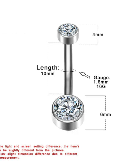F136 Titanium Belly Button Piercing Hinge Segment External Helix 16G Zircon Piercing navel Women Sexy Body Jewelry Wholesale
