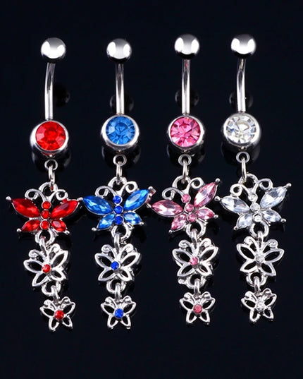 1PC Belly Button Piercing Crystal Ball Butterfly Navel Piercing Stainless Steel Belly Button Ring Cartilage Earring Jewelry