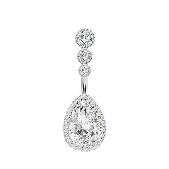 Dainsty Dangled Belly Button Rings Surgical Steel 14G Bar Navel Piercing Ring Crystal CZ Bee Flower Heart Belly Ring Ear Jewelry