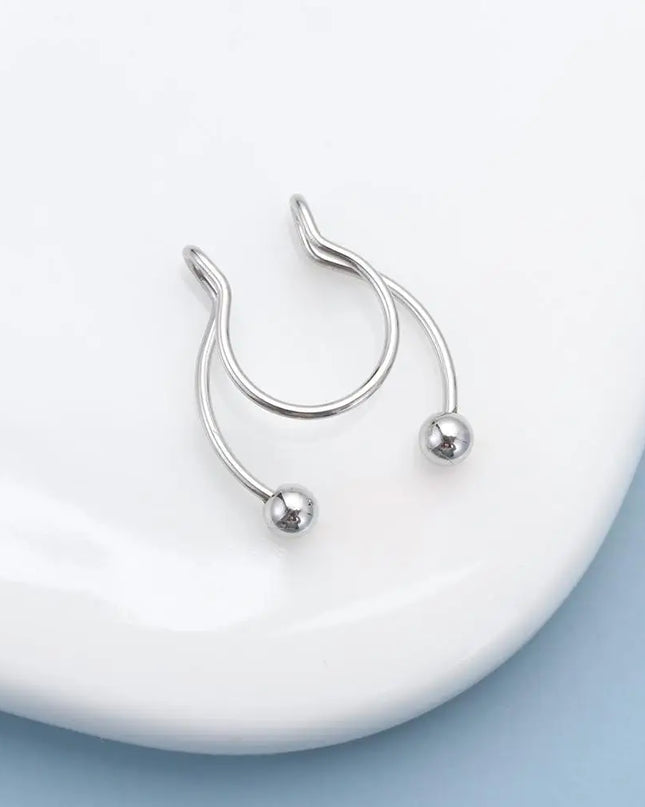 Women Colorful Fake Septum Jewelry Nose Ring Non Piercing Stainless Steel
