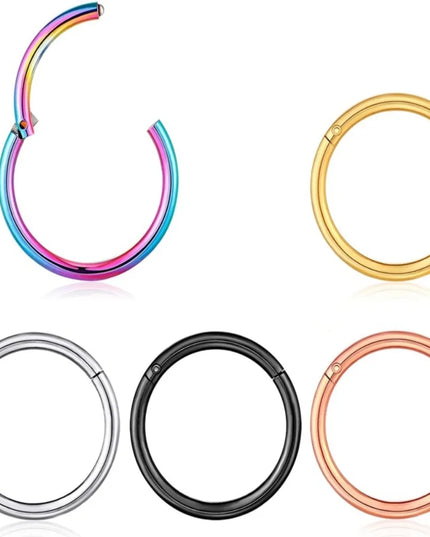 Classic Punk Stainless Steel Piercing Seamless Connection Nose Ring for Women Men Hip Hop Body Piercing Jewelry Not Allergic