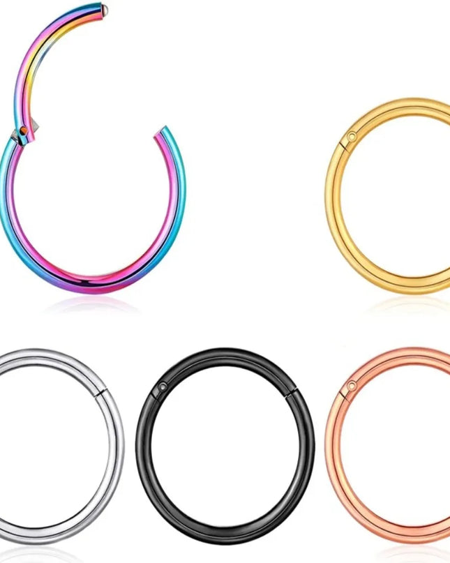 Classic Punk Stainless Steel Piercing Seamless Connection Nose Ring for Women Men Hip Hop Body Piercing Jewelry Not Allergic