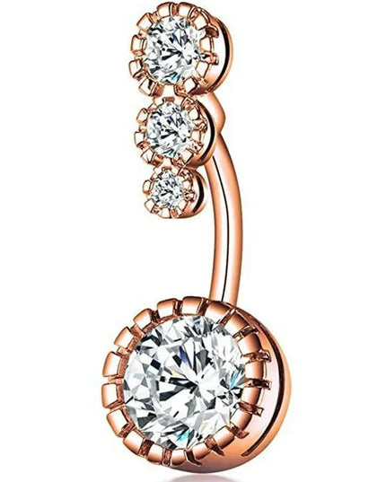 Zircon Crystal Belly Button Rings for Women Nombril Ombligo Navel Ring Surgical Steel Barbell Heart Round Body Piercing Jewelry