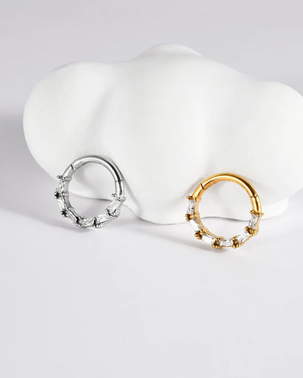 Stainless Steel Hinged Star Septum Clicker Nose Hoop Ring Flower Ear Tragus Stud Catilage Daith Helix CZ Earrings Piercing 16G