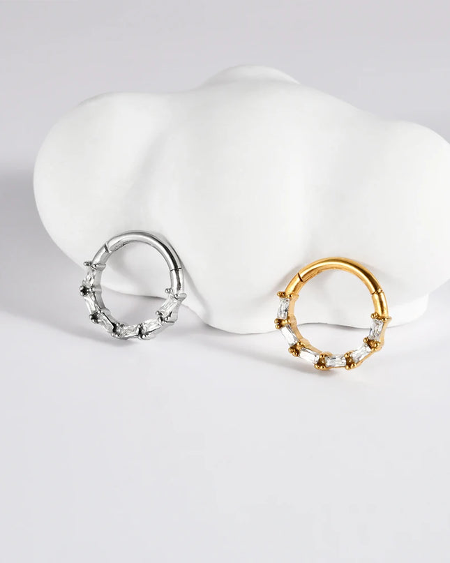 Stainless Steel Hinged Star Septum Clicker Nose Hoop Ring Flower Ear Tragus Stud Catilage Daith Helix CZ Earrings Piercing 16G