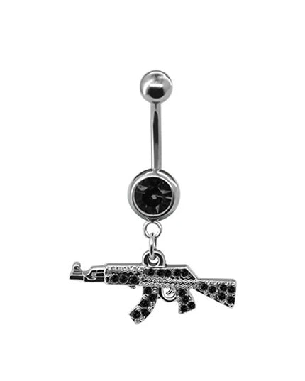 Belly Button Rings Gun Piercing Navel Ring Clear Gem Navel Button Ring Body Jewelry Ombligo Nail Belly Piercing for Women Girls