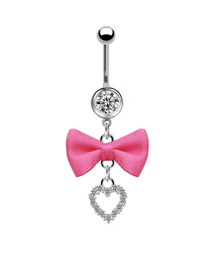 Beautiful Bow Belly Button Ring for Women Heart-shaped Belly Piercing Jewerly Surgical Steel Body Piercing Jewelry