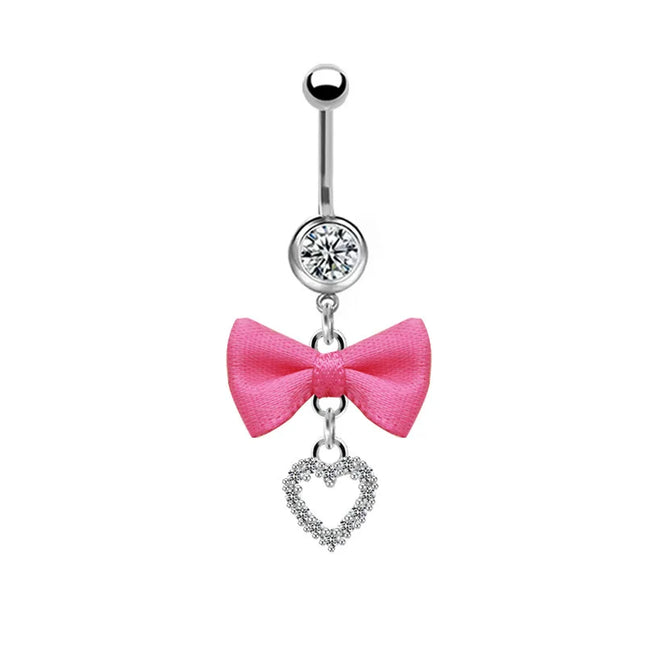 Beautiful Bow Belly Button Ring for Women Heart-shaped Belly Piercing Jewerly Surgical Steel Body Piercing Jewelry