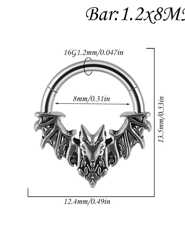 1PC Punk Many Style Black Oil Drip Hinger Septum Nose Ring Stainless Steel Ear Tragus Cartilage Daith Helix Earring Unisex Gift