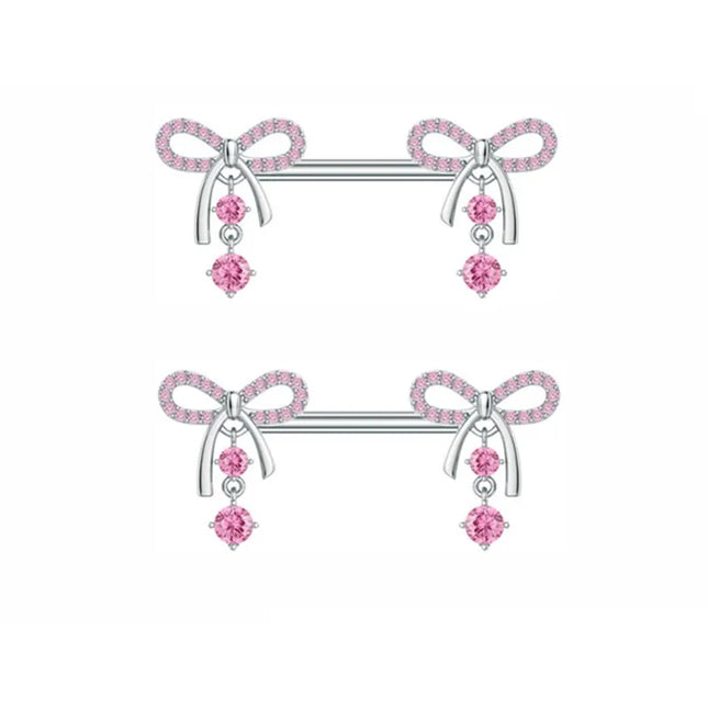 1Pair Pink Butterfly Nipple Piercing Jewelry Shiny Crystal Nipple Rings For Women Girls Heart Nipple Barbells Piercing Pezon