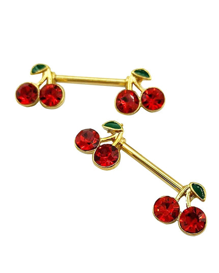 1pcs Sweet Cute Cherry Zircon Breast Ring For Women Body Piercing Jewelry Sexy Metal Nipple Ring Chest Piercing Ornament