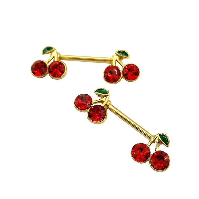 1pcs Sweet Cute Cherry Zircon Breast Ring For Women Body Piercing Jewelry Sexy Metal Nipple Ring Chest Piercing Ornament